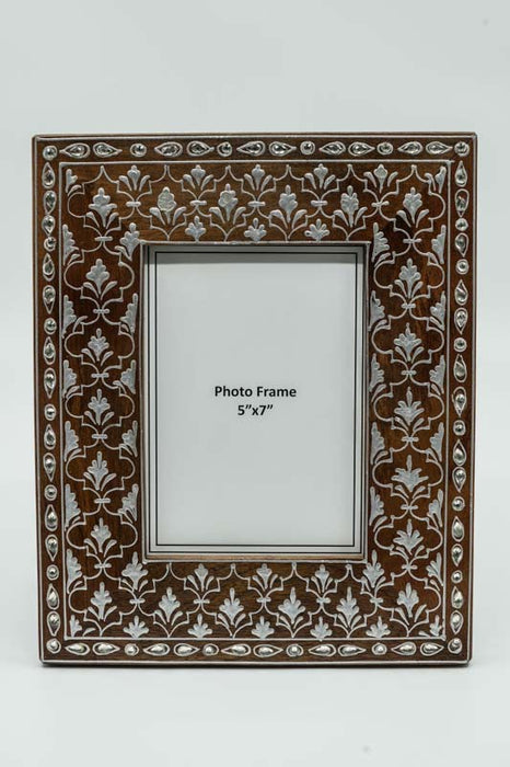Bilderrahmen Mangoholz dunkelbraun verziert 22.5x27.5cm