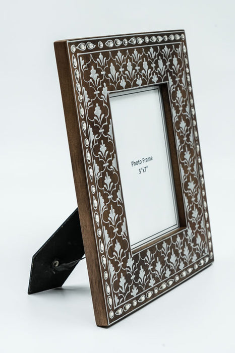 Bilderrahmen Mangoholz dunkelbraun verziert 22.5x27.5cm