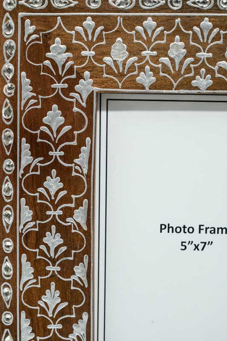 Bilderrahmen Mangoholz dunkelbraun verziert 22.5x27.5cm