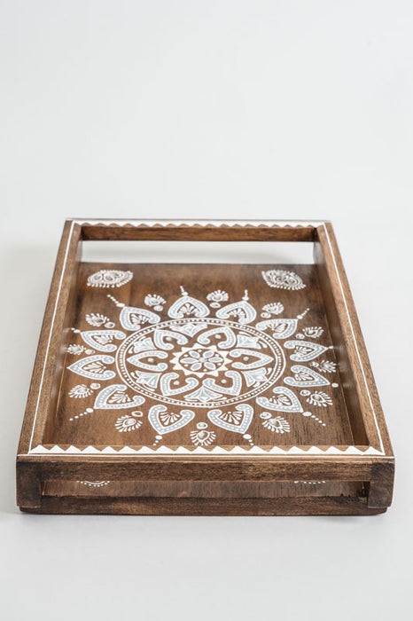 Serviertablett Mangoholz bemalt 35x23x10cm