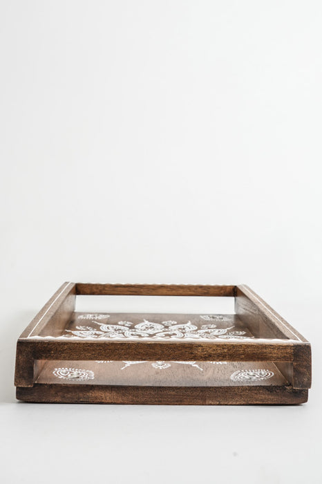 Serviertablett Mangoholz bemalt 35x23x10cm