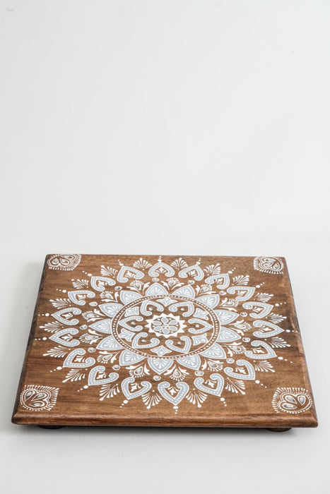 Decorative plate painted mango wood 30x30x2cm