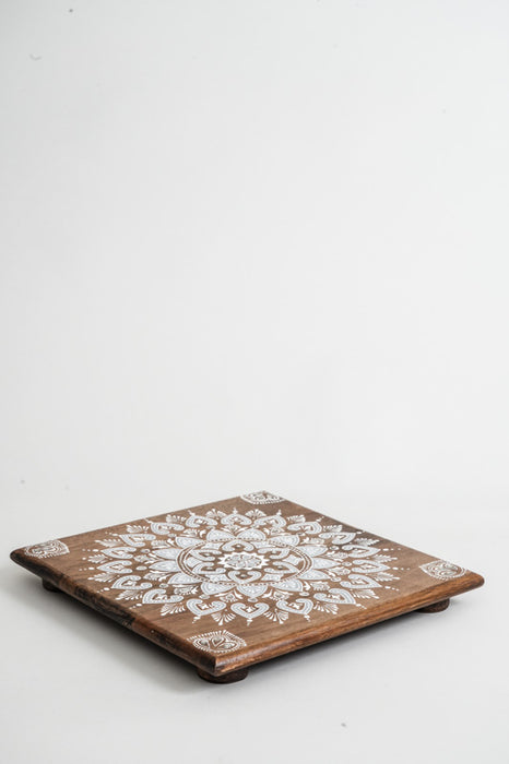 Decorative plate painted mango wood 30x30x2cm