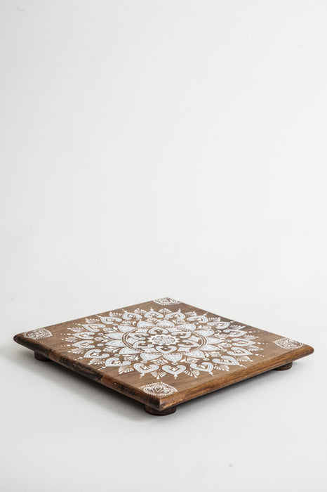 Decorative plate painted mango wood 30x30x2cm