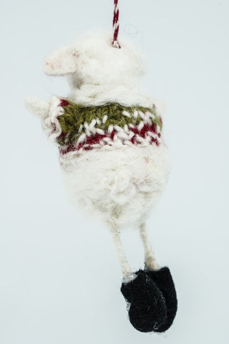 Christmas felt hanging ornament, sheep, 12 cm