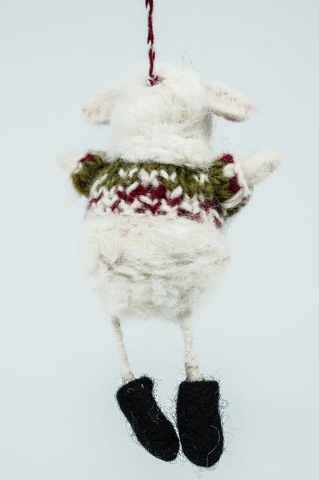 Christmas felt hanging ornament, sheep, 12 cm