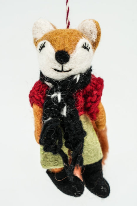 Christmas felt hanging ornament, fox, 13 cm