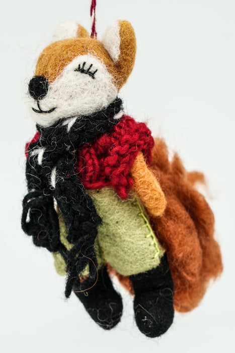 Christmas felt hanging ornament, fox, 13 cm