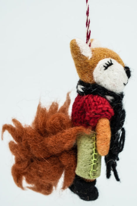 Christmas felt hanging ornament, fox, 13 cm