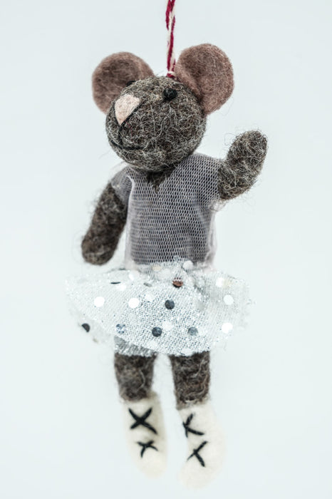 Weihnachtshänger Filz Maus im Tanzkleid 13 cm