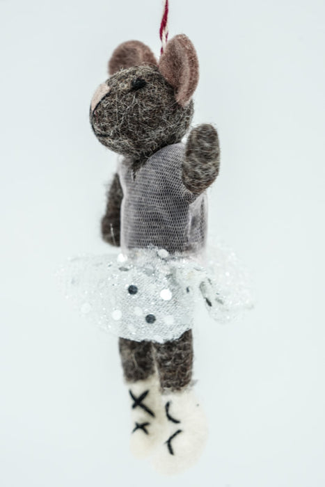 Weihnachtshänger Filz Maus im Tanzkleid 13 cm