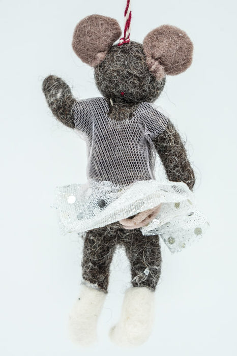 Weihnachtshänger Filz Maus im Tanzkleid 13 cm