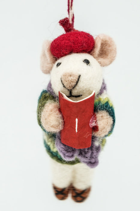 Weihnachtshänger Filz Maus mit Tasse 12 cm