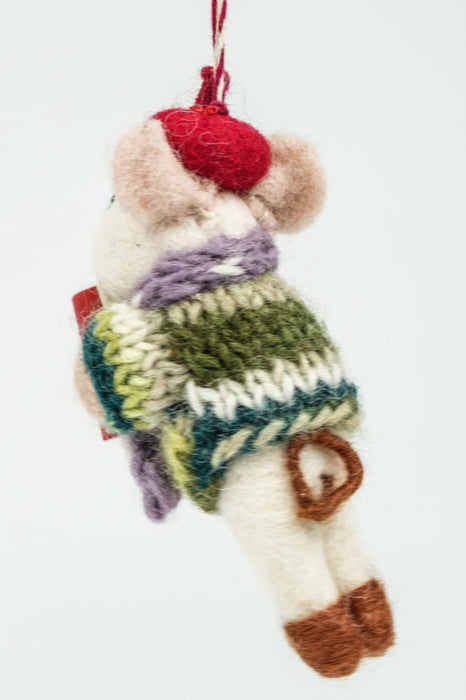 Weihnachtshänger Filz Maus mit Tasse 12 cm