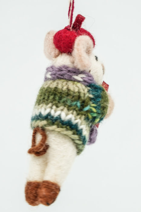 Weihnachtshänger Filz Maus mit Tasse 12 cm