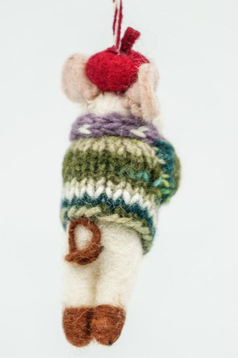 Weihnachtshänger Filz Maus mit Tasse 12 cm