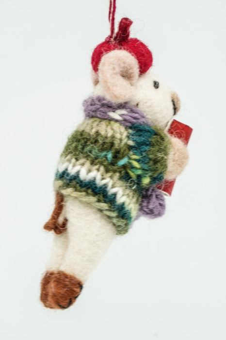 Weihnachtshänger Filz Maus mit Tasse 12 cm