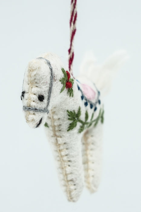 Christmas felt hanger, horse with saddle embroidery, 12 cm