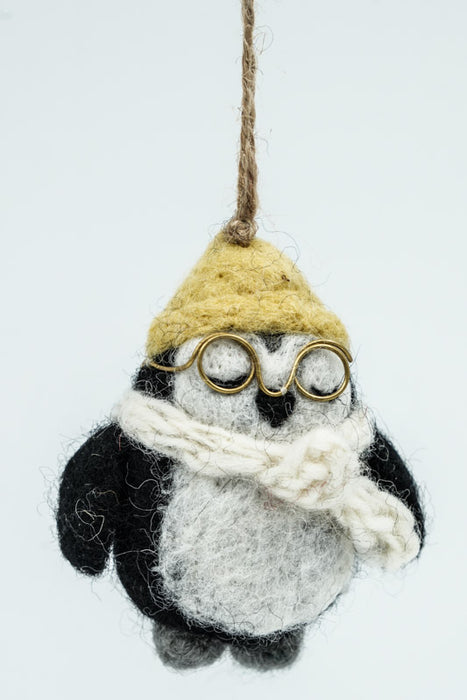 Weihnachtshänger Filz Pinguin mit Brille 9 cm