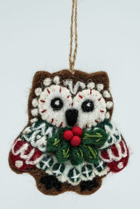 Christmas felt hanger, gingerbread owl, 8.5 cm