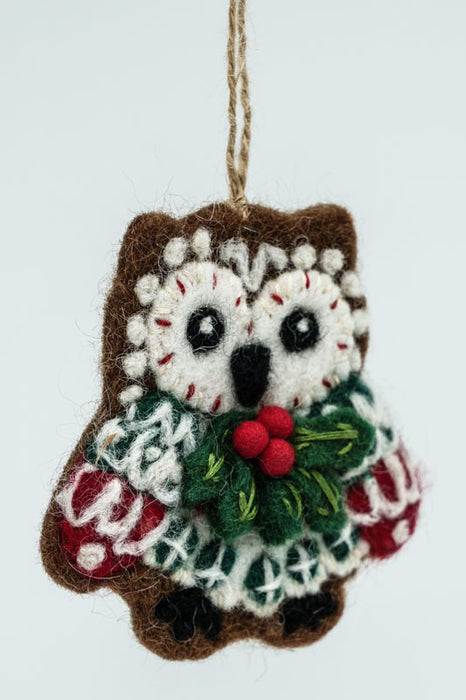 Christmas felt hanger, gingerbread owl, 8.5 cm