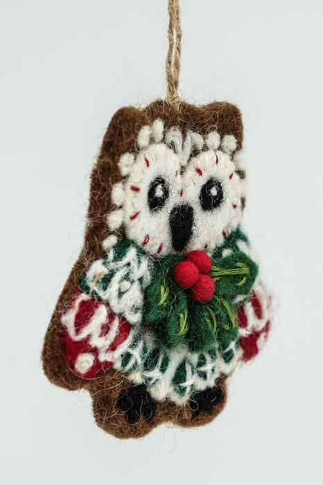 Christmas felt hanger, gingerbread owl, 8.5 cm