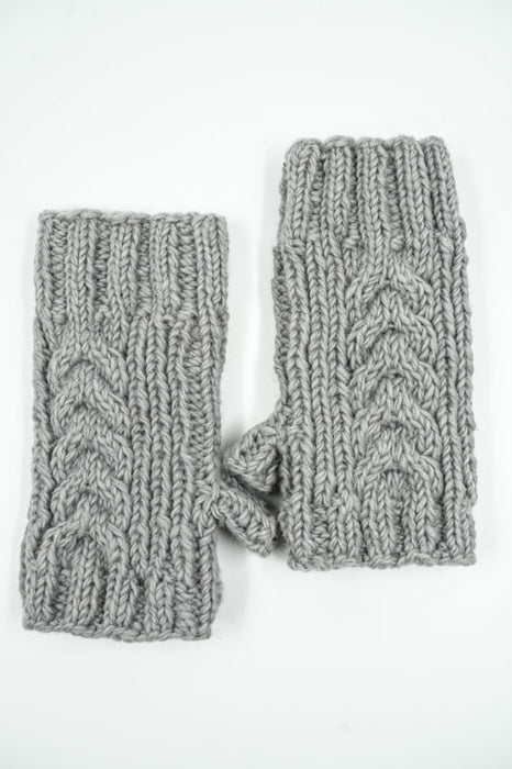 Knitted wrist warmer, light grey - One Size