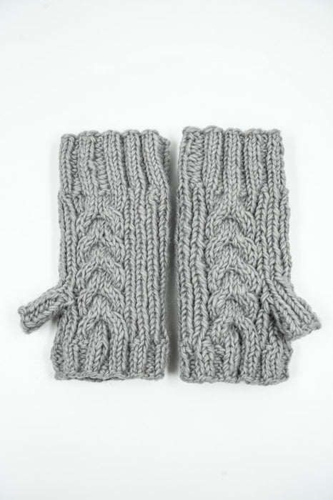 Knitted wrist warmer, light grey - One Size
