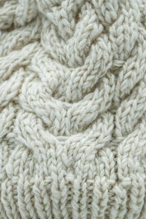 Bonnet blanc tricoté avec pompon - Taille unique