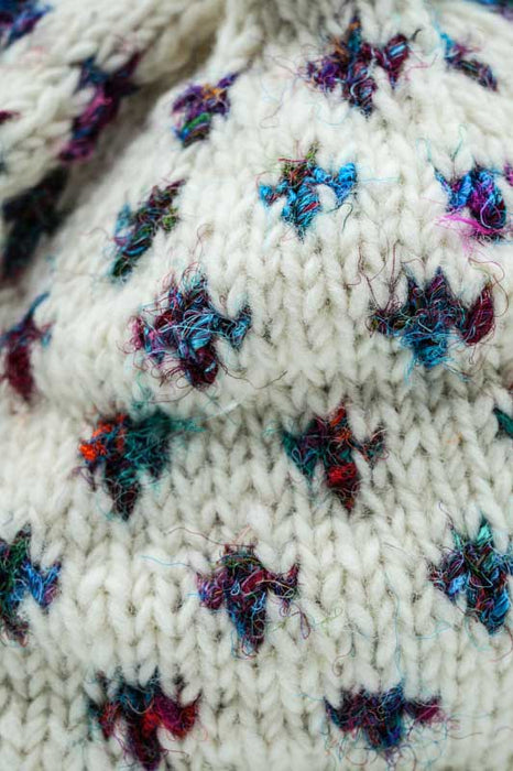 Bonnet tricoté blanc/rouge/vert avec pompon - Taille unique