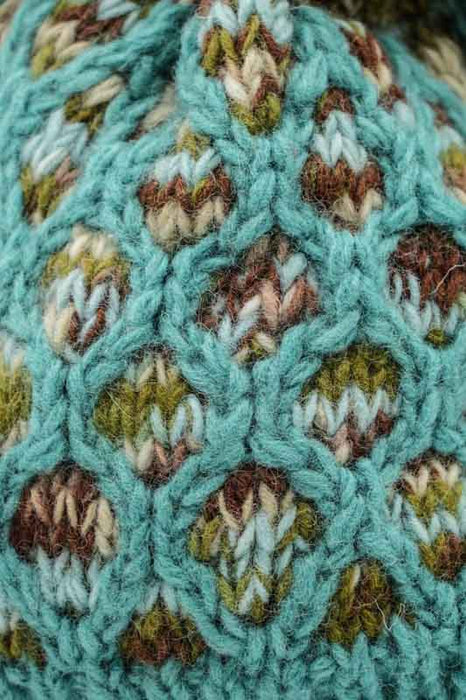 Bonnet tricoté vert pétrole avec pompon - Taille unique