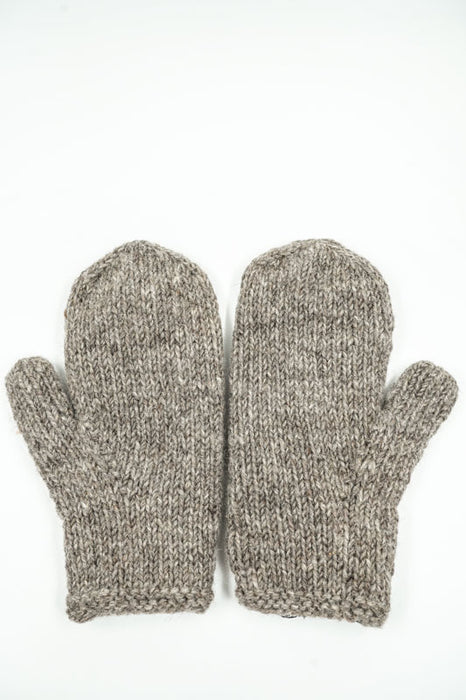 Gants tricotés gris clair à fleurs - Taille unique