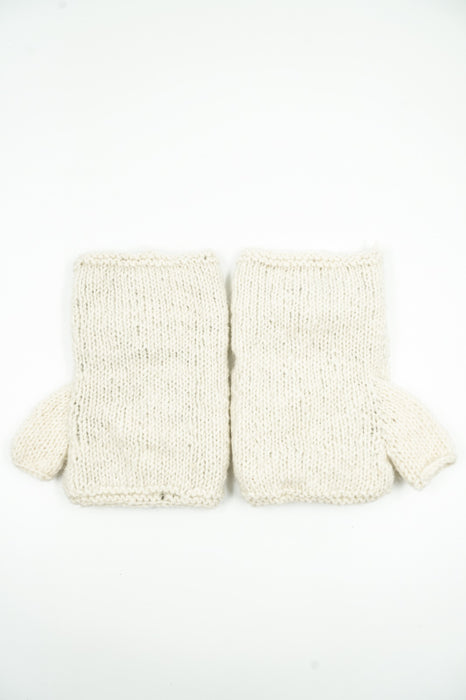 Mitaines blanches en maille à fleurs - Taille unique