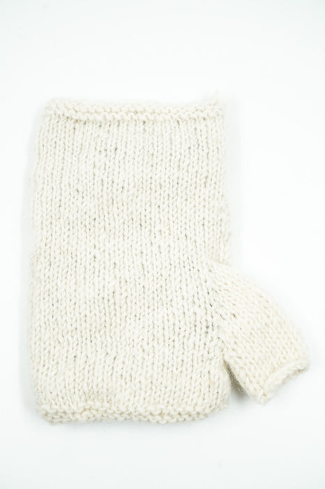 Mitaines blanches en maille à fleurs - Taille unique