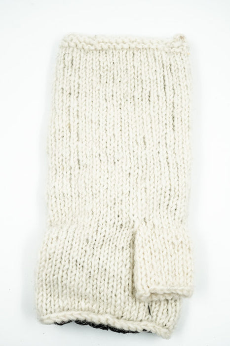 Mitaines tricotées écru à fleurs - Taille unique