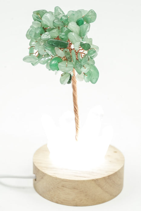 Edelsteinbaum mit USB LED Licht Kristallquarz/grüner Aventurin