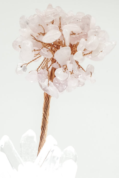 Edelsteinbaum mit USB LED Licht Kristallquarz/Rosenquarz