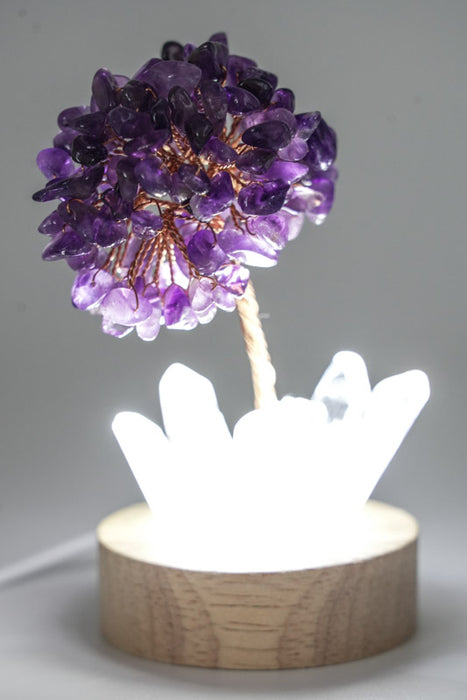 Edelsteinbaum mit USB LED Licht Kristallquarz/Amethyst