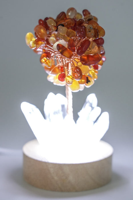 Edelsteinbaum mit USB LED Licht Kristallquarz/Karneol