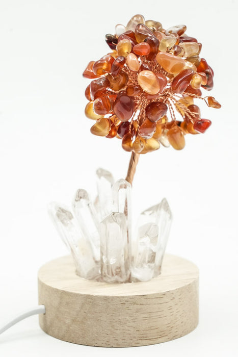 Edelsteinbaum mit USB LED Licht Kristallquarz/Karneol