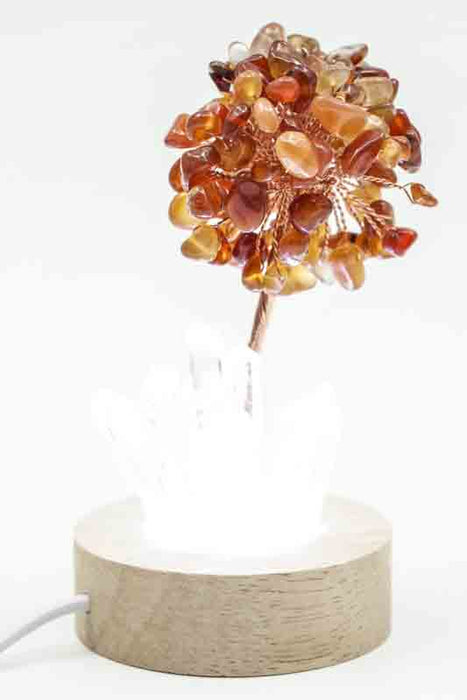 Edelsteinbaum mit USB LED Licht Kristallquarz/Karneol
