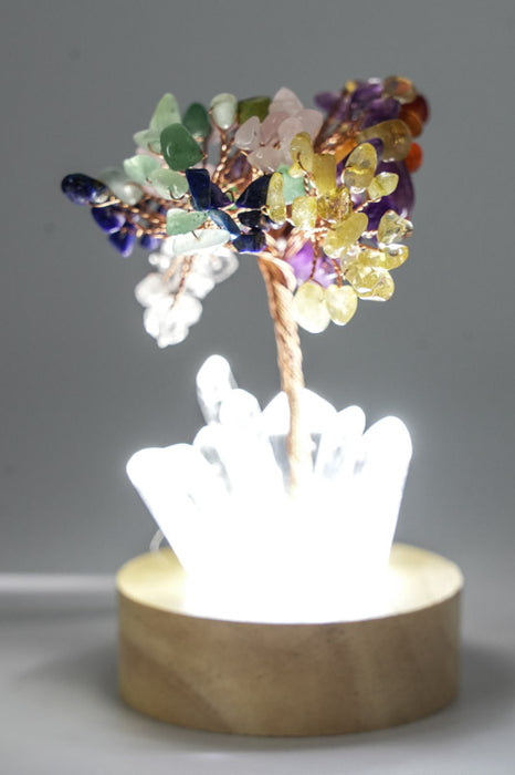 Edelsteinbaum mit USB LED Licht Kristallquarz/gemischte Halbedelsteine