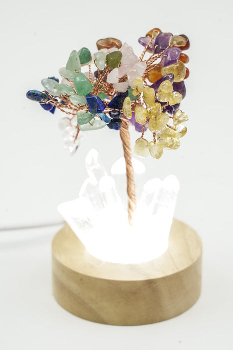 Edelsteinbaum mit USB LED Licht Kristallquarz/gemischte Halbedelsteine