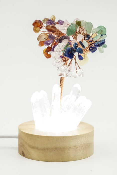 Edelsteinbaum mit USB LED Licht Kristallquarz/gemischte Halbedelsteine