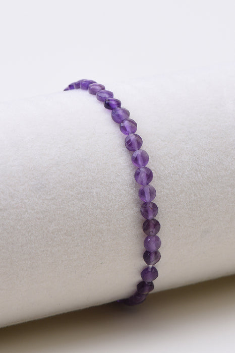 Bracelet améthyste 4 mm, grade AAA, 18 cm