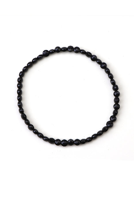 Armband 4mm schwarzer Obsidian, Klasse AAA, 18 cm