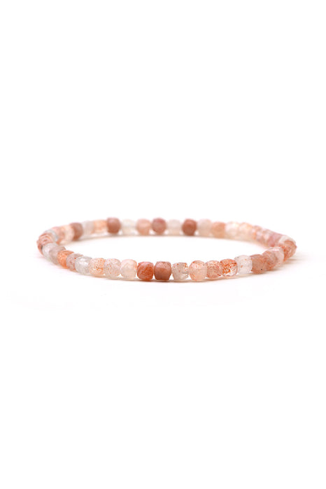 Bracelet 4mm orange sunstone, class AAA, 18 cm