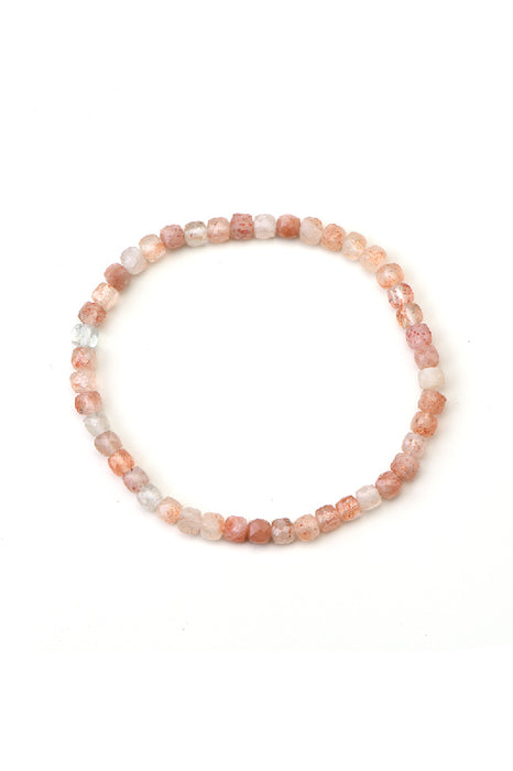 Bracelet 4mm orange sunstone, class AAA, 18 cm