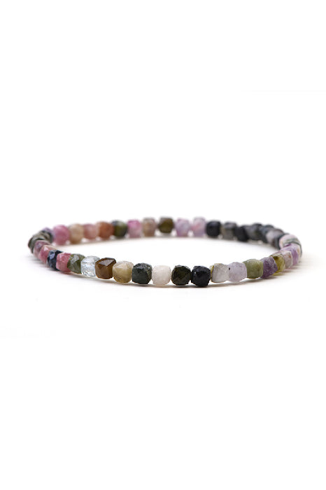 Bracelet tourmaline arc-en-ciel 4 mm, grade AAA, 18 cm
