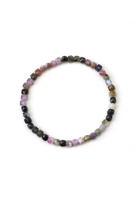 Bracelet tourmaline arc-en-ciel 4 mm, grade AAA, 18 cm